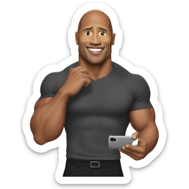 dwayne johnson with a mobile phone sticker