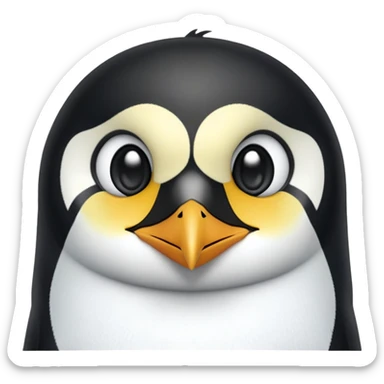 cinematic-adult-emperor-penguin-portrait-emoji,-head-tilted-playfully-and-inquisitively,-with-glossy,-pristine-plumage,-sparkling-eyes-filled-with-curiosity,-simplified-yet-irresistibly-adorable-features, black face sticker