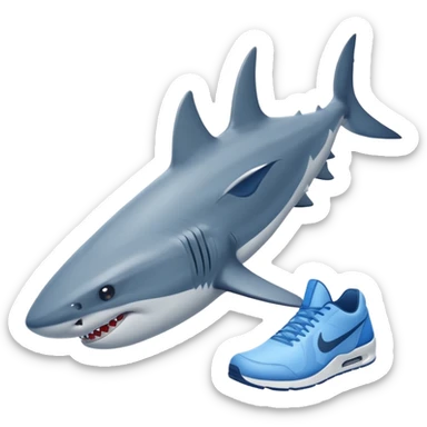 Requin avec des chaussures nike bleue  sticker