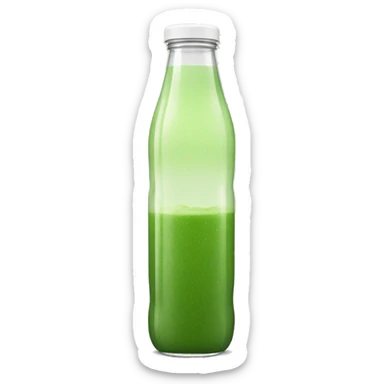 aesthetic green juice in tall clear drink bottle with white lid realistic soft textures sticker