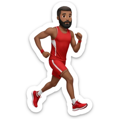 blackman with full beard running exercise sport red clothes sticker