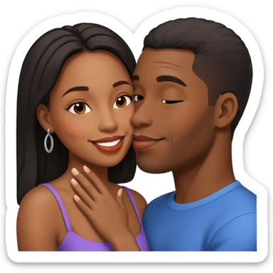 black boyfriend kissing black girl sticker