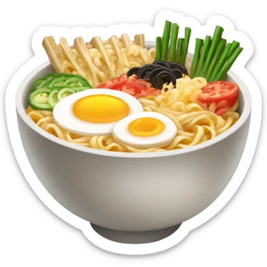 big ramen bowl with 10 toppings sticker