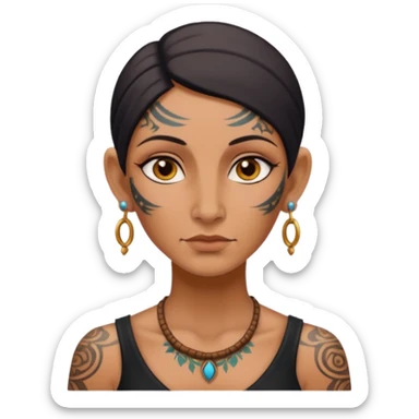 ancient woman with tatooed and blank ear sticker
