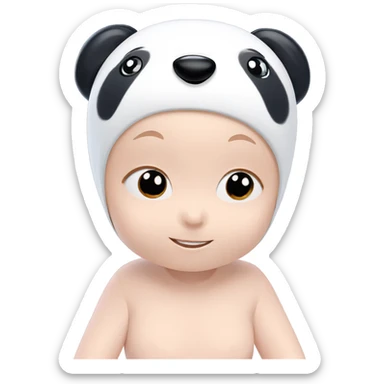smiling girl with panda backdrop sticker