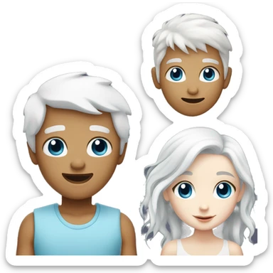 Boy with white hair and white skin and girl with blue eyes and white hair and white skin sticker