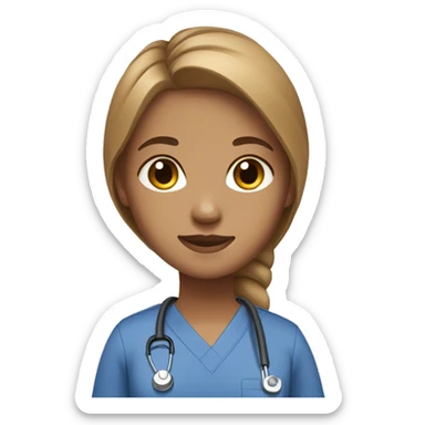 Girl with light brown hair & brown eyes in scrubs  sticker