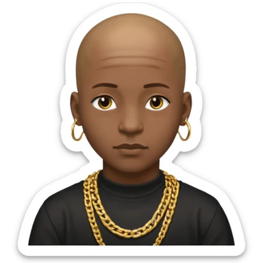 Young African rapper, bald with chain, without ear piercings/ jewelry  sticker