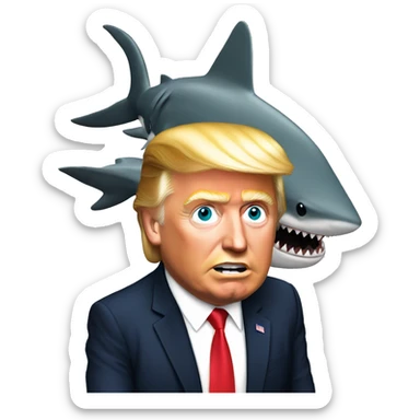 trump with shark sticker