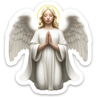 Hyper Realistic pale praying angel full body with halo sticker