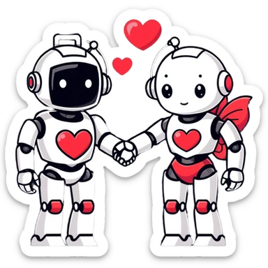 Romantic robot couple sticker