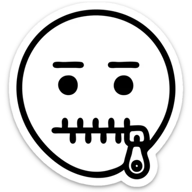 icon representing 'Prefer not to answer', neutral face with a zipper over the mouth, muted colors, minimal style sticker