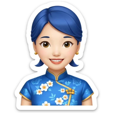 blue cheongsam girl, korean sticker