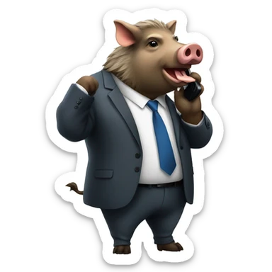boar in a business suit talking on the phone
 sticker