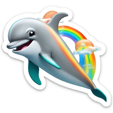 Dolphins with rainbow background ￼ sticker