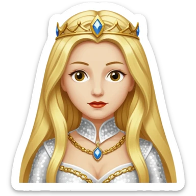Katharina Siegel, Mistress of Vlad Tepes with long golden blonde hair, white sequin outfit sticker