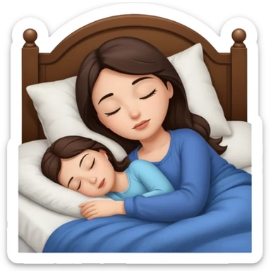A brunette hair girl sleeping in bed sticker