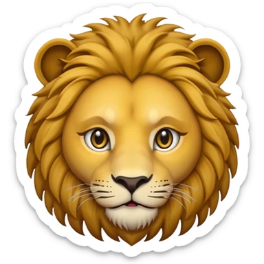 simple lion face emoji DOT eyes, only pupils,  solid black , no iris, no Sclera sticker