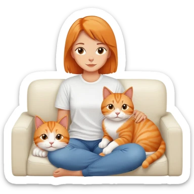 cat and owner relaxing together on sofa sticker