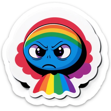 Big fart with rainbow flag in it coming out of a blue man’s eyes sticker