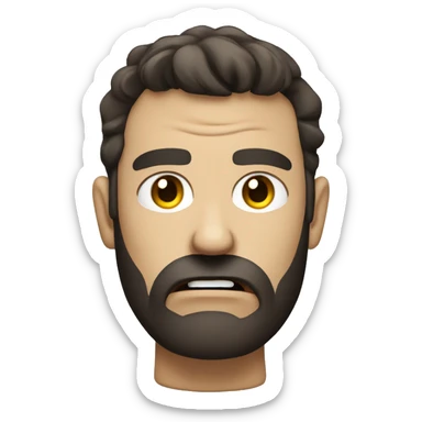 very angry male head with a beard and short scruffy dark brown hair  sticker