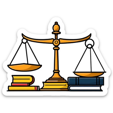 Gavel with law book and scales sticker