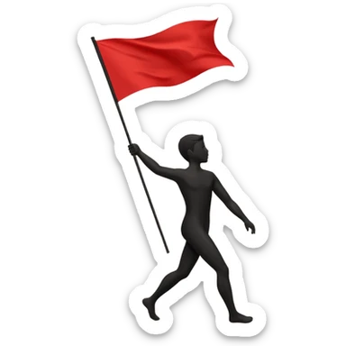 minimalist human silhouette holding a red flag sticker
