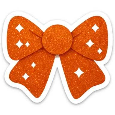 Make the glitter bow orange with shimmering texture, elegant and festive, no background. The style should be elegant and festive with a shimmering texture and vibrant glitter details. sticker