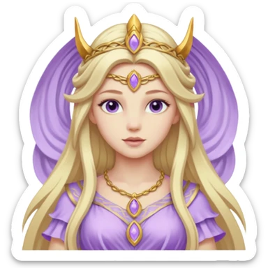 Freya, Goddess of Love from Gods and Goddesses with long blonde hair, lilac outfit sticker