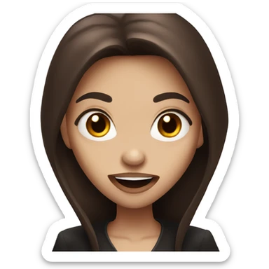 Pretty vampire with long brown hair showing fangs sticker