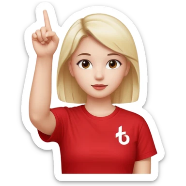 Girl with tiktok logo point up with one finger  sticker