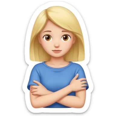 a girl crossing her arms around her neck sticker