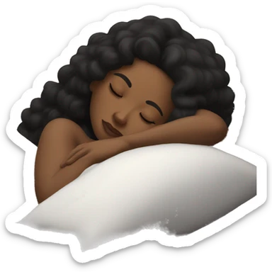 Fair skin black hair woman Sleeping in bed sticker