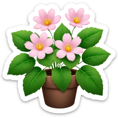 Aesthetic flowers and plants growing from the ground in colours of soft pink matching the deep green leaves (to describe/match with the word flourish) more of a wild bush or vine  sticker