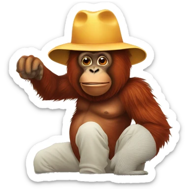 orangutan with hat and making 🤙🏽 sign sticker
