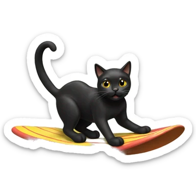 Black cat surfing sticker
