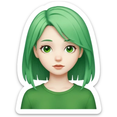 a girl of nature green hair and it shows her whole body sticker