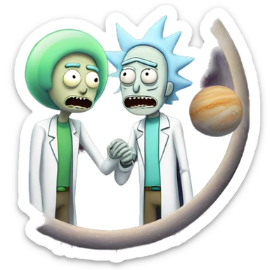 Rick and Morty in space  sticker