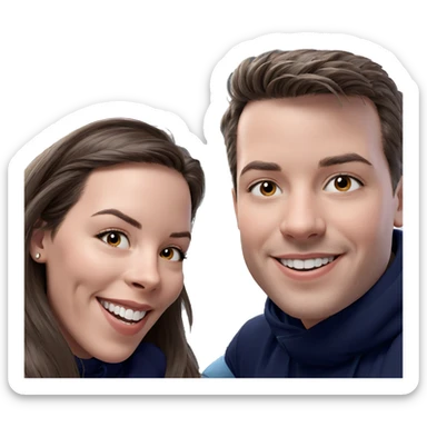 smiling girl with boy sticker