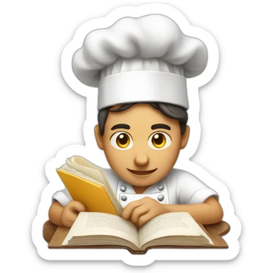 chef reading recipe book sticker