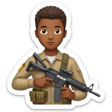 Fais moi un jeune afro américain qui tient une AR15 sticker