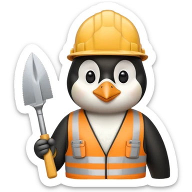 Penguin Construction Worker with saw sticker