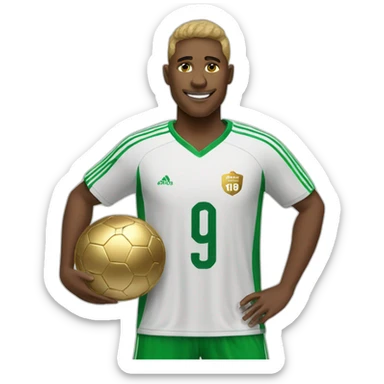 a soccer player with a golden reward sticker