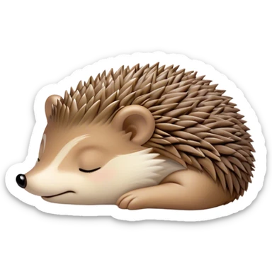 Meme-Worthy Cute Sleeping Hedgehog Portrait Emoji, Head resting peacefully with a contented smile, showcasing a delightfully compact build and a luxuriously soft brown Fur with tiny spines, eyes shut in a serene, restful nap, Simplified yet hilariously adorable features, highly detailed, glowing with a soft, drowsy light, high shine, relaxed and utterly lovable, stylized with an air of playful laziness, bright and heartwarming, soft glowing outline, capturing the essence of a comically sleepy hedgehog, so meme-worthy it feels like it could instantly become the next viral sensation of adorable slumber! sticker
