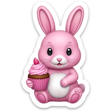 pink Rabbit with cupcake sticker