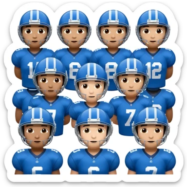football guys team mixed race blue with helmet white black Hispanic  sticker