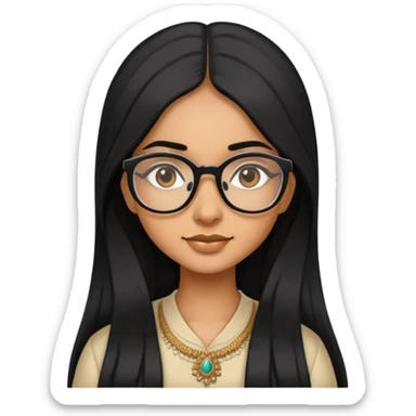 A Desi girl with glasses and long hair sticker