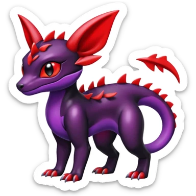 Cute Shiny Guilmon-Salandit-Umbreon-Fakémon-hybrid-creature (full body)  sticker