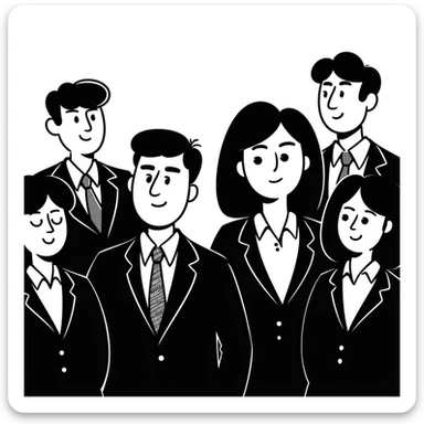 group of people in business suits, no dark-skinned individuals, with various neutral emotions sticker