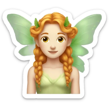 ethereal, Beautiful, fairy, green, gold, chest length ginger hair, big fairy wings sticker
